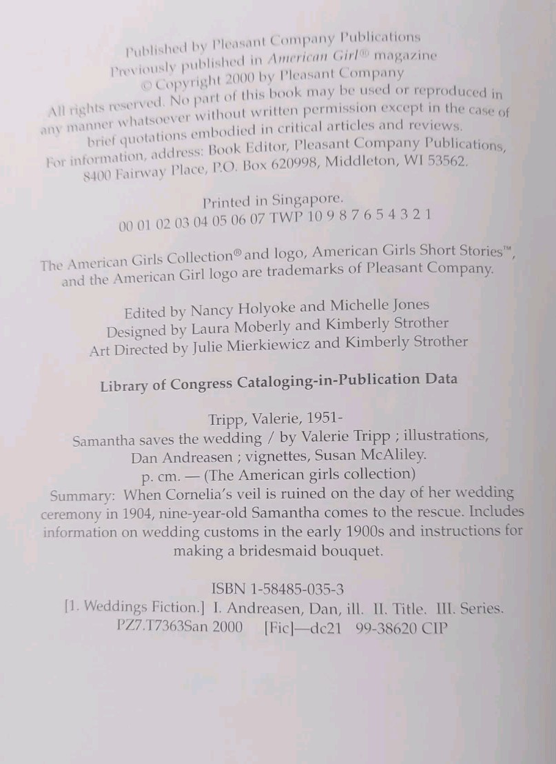 Samantha Saves the Wedding by Valerie Tripp (2000, Other)