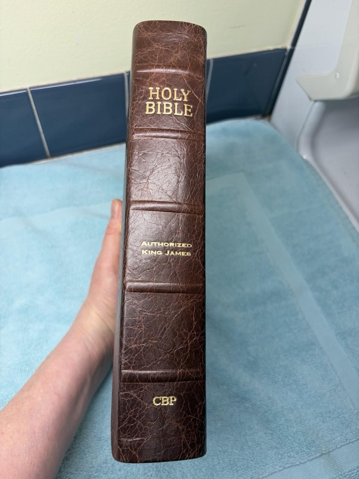 CBP Large Print Readers Ref Bible Milk Chocolate Water Buffalo Leather KJV USA