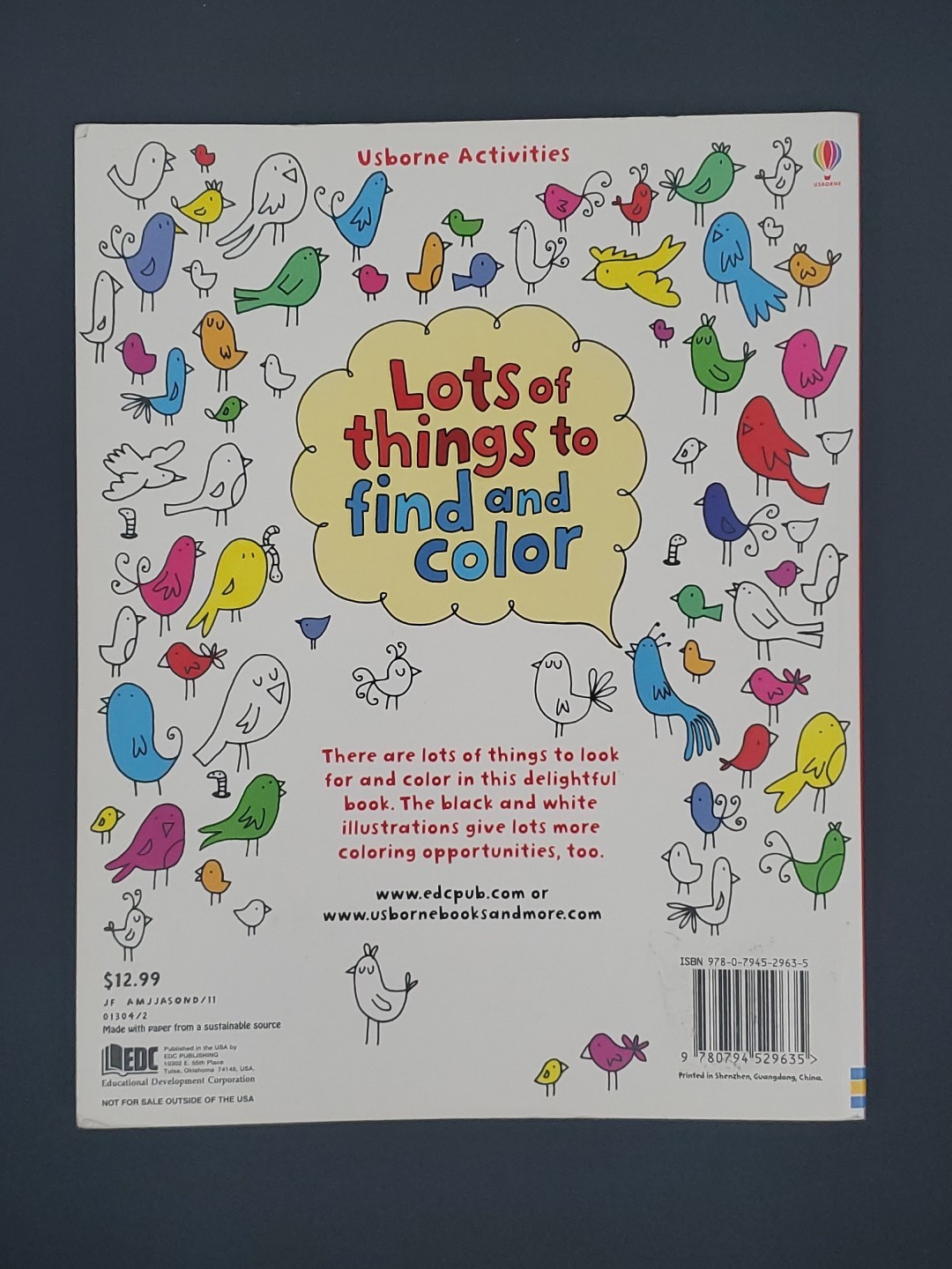 Lots of Things to Find and Color Fiona Watt Trade Paperback Usborne Activities