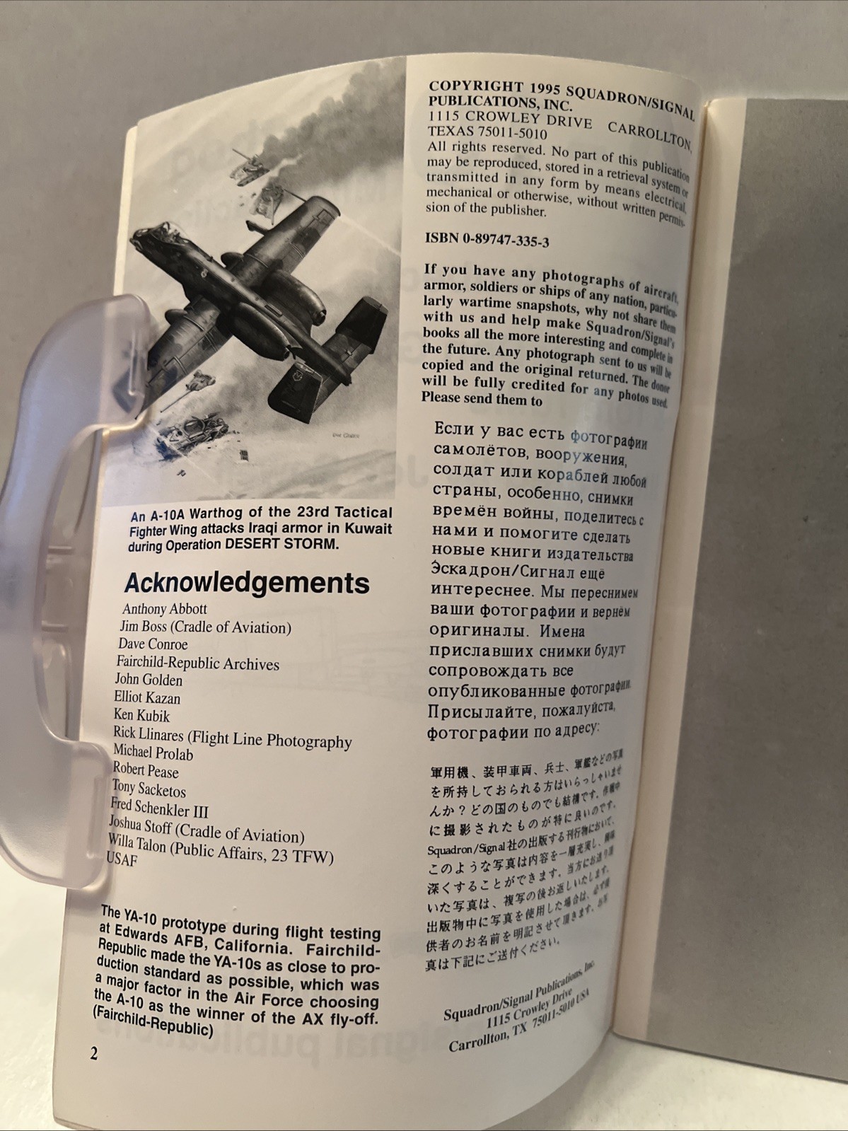 A-10 WARTHOG Mini in Action Squadron Signal Book 1604 Military Aircraft, C3