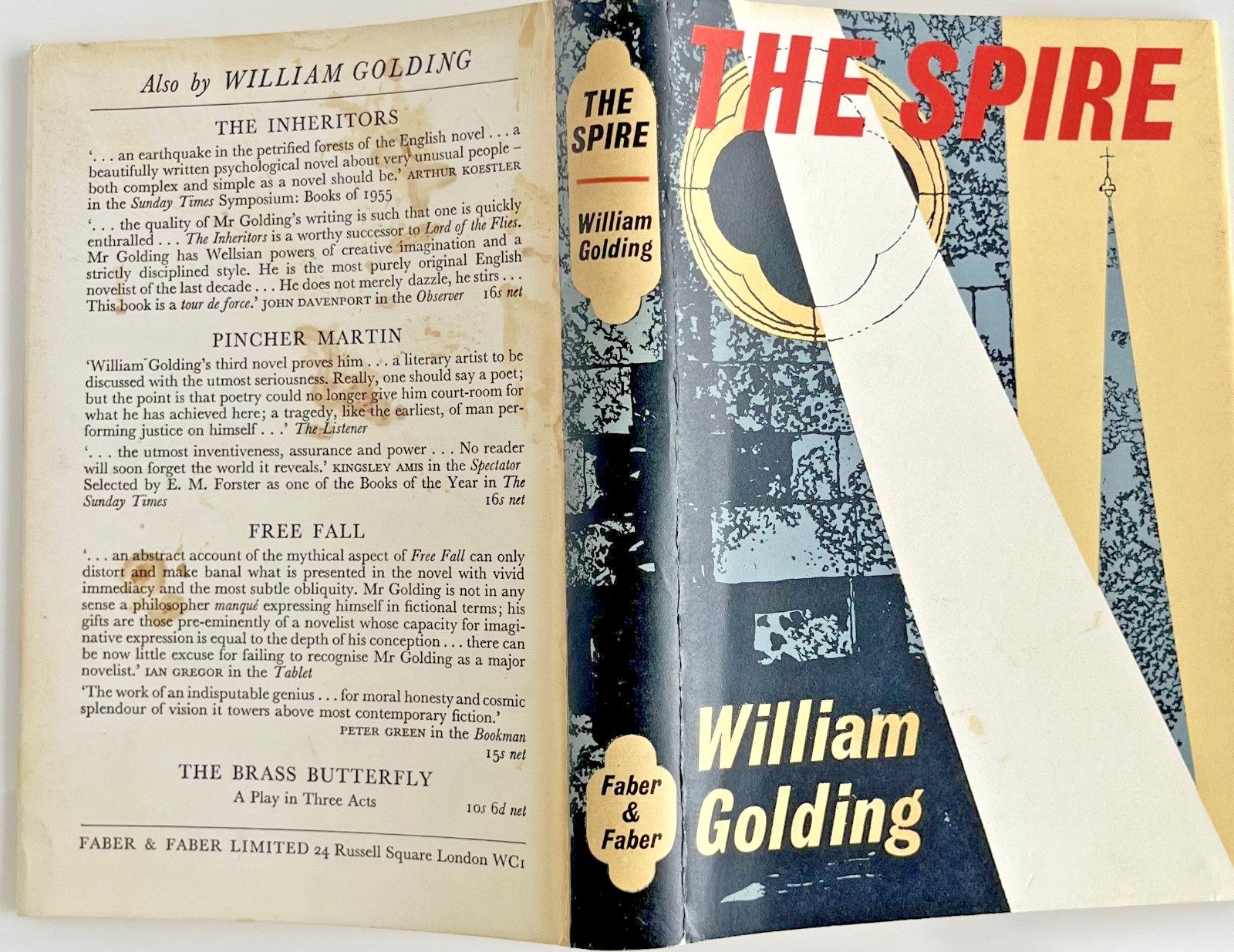 William Golding- The Spire 1st UK Edition 1964 Faber & Faber HC Unclipped DJ