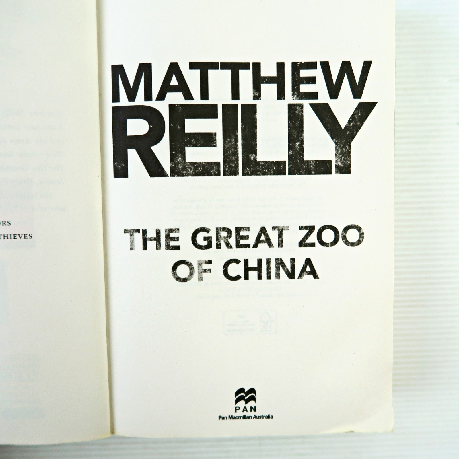 The Great Zoo of China By Matthew Reilly (Paperback 2015)