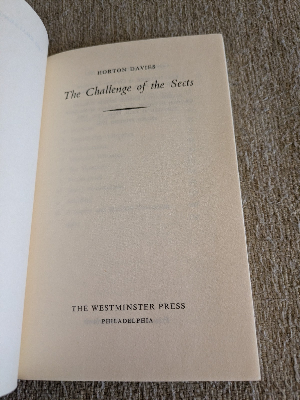 The Challenge of the Sects | Horton Davies | 1963 PB | Westminster Press