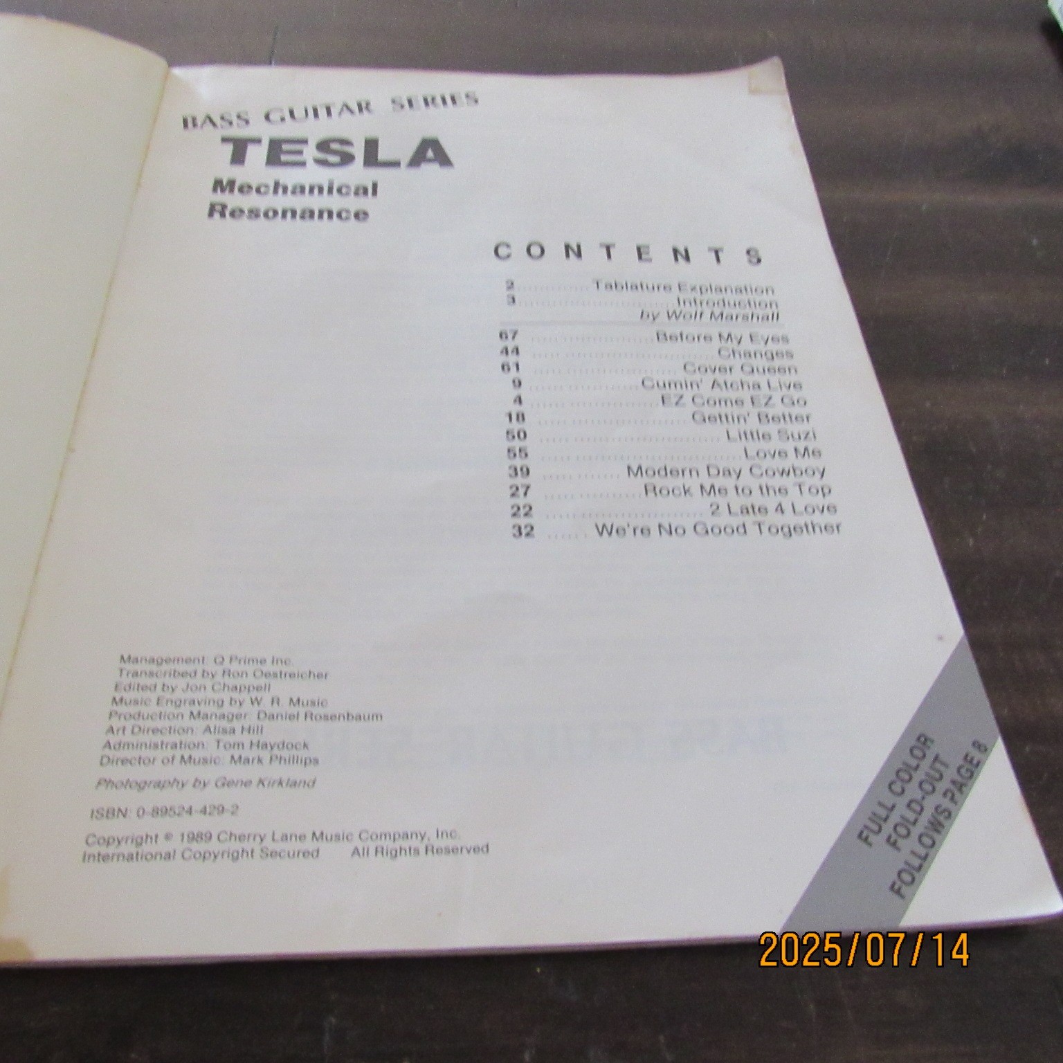 Lot 2-Tesla-Bass Guitar Books-Cherry Lane-Mechanical Resonance-Psychotic Supper