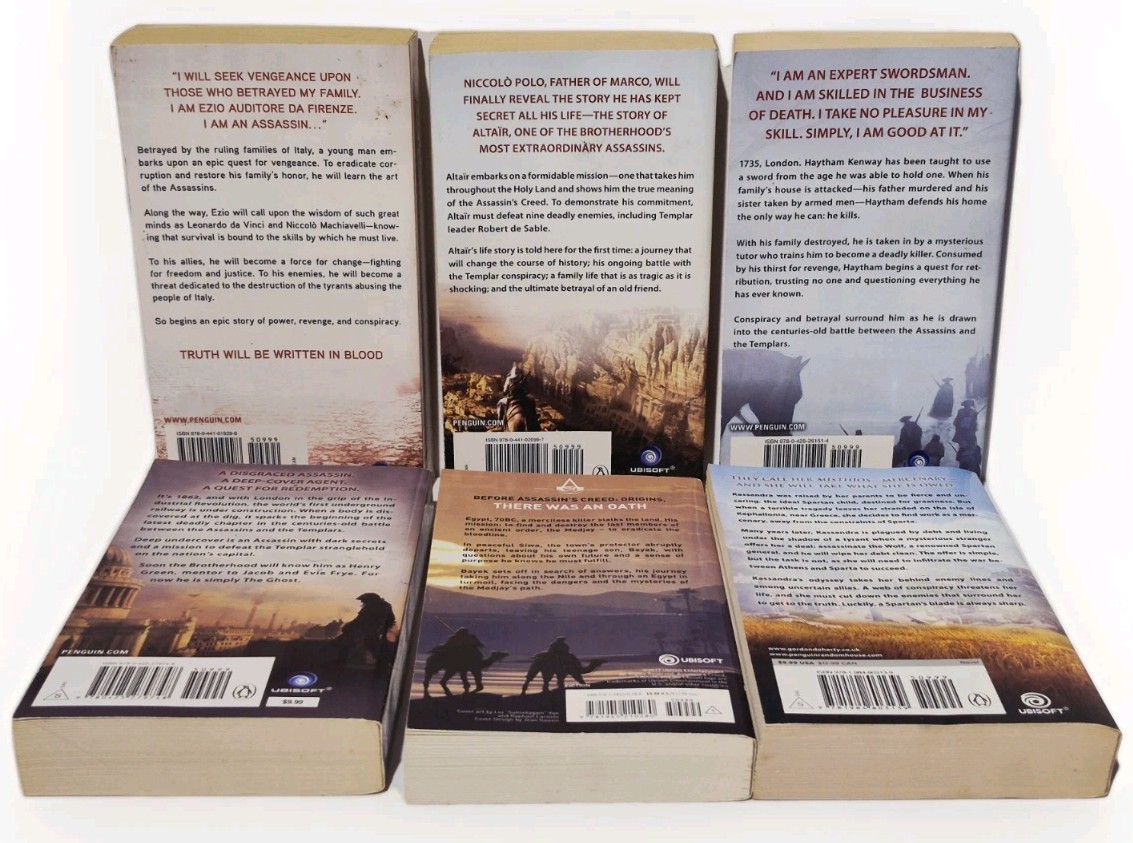LOT OF 6 ASSASSIN’S CREED PAPERBACK BOOKS BY OLIVER BOWDEN & GORDON DOHERTY