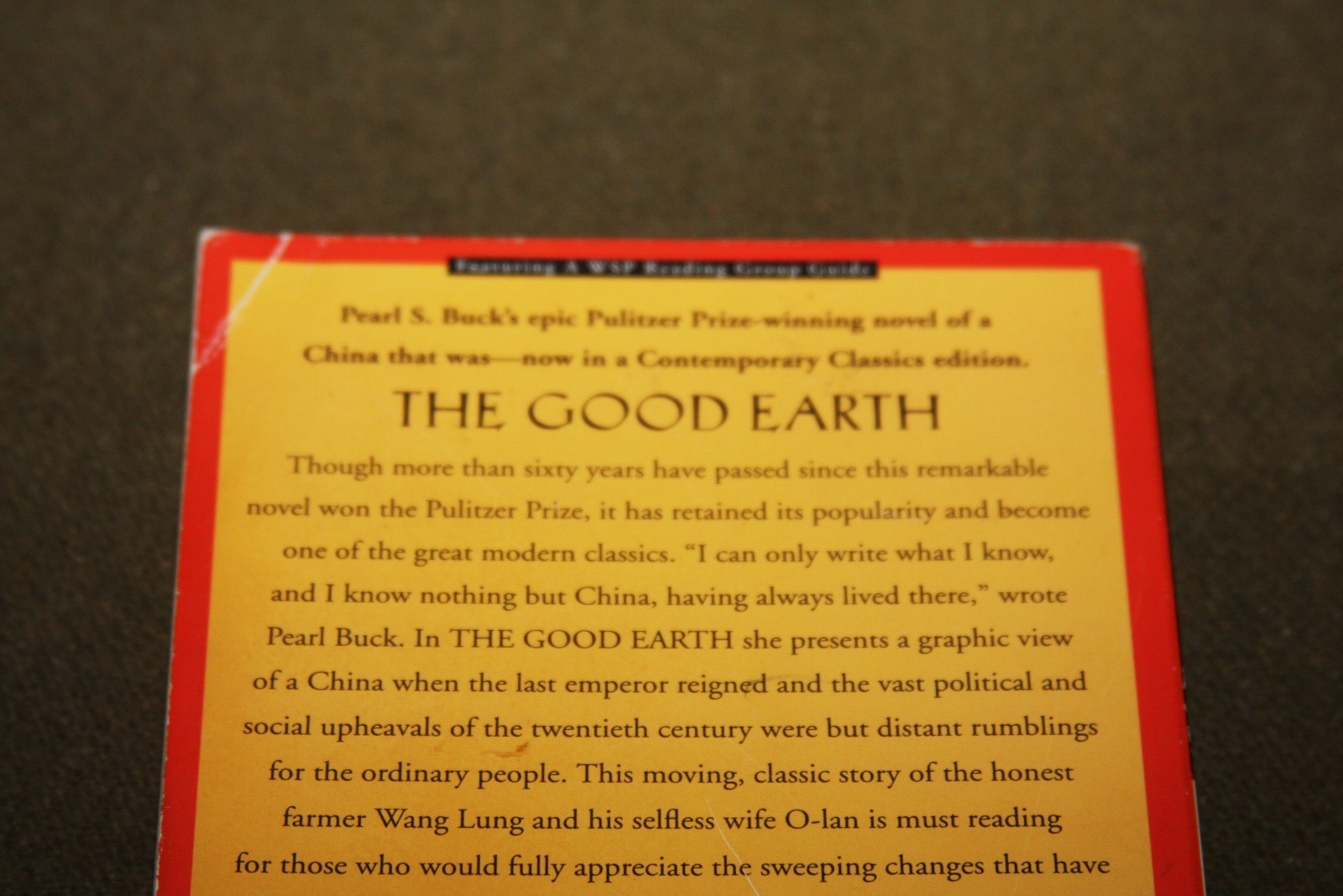 The Good Earth by Pearl S. Buck 2004 TPB 1st Print Washington Square Press