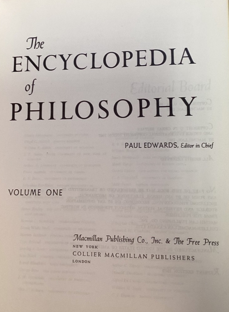 ENCYCLOPEDIA OF PHILOSOPHY Macmillan and Free Press 1972 Complete 8 Vol in 4 HCs