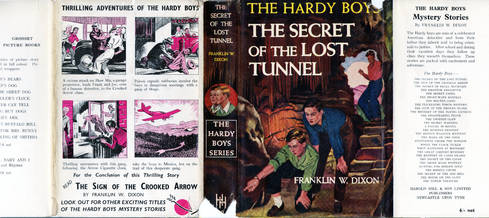 HARDY BOYS #29 THE SECRET OF THE LOST TUNNEL w/DJ NPC RARE UK HAROLD HILL 1950