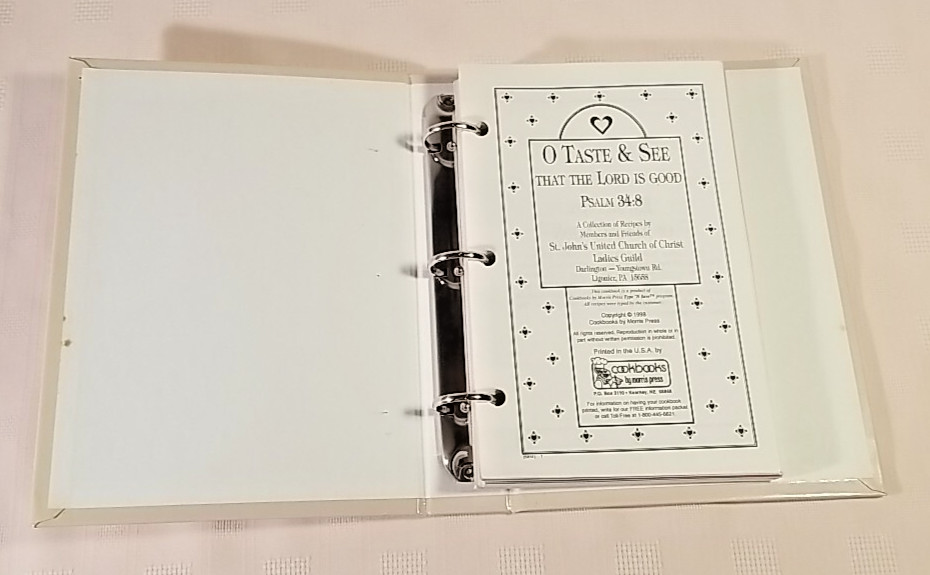 O Taste & See St. Luke’s United Church of Christ Cookbook 9.25″x7″ 3-ring format