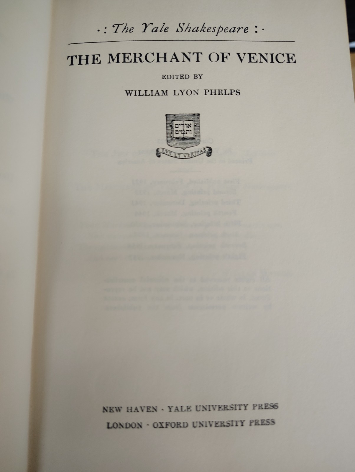 The Yale Shakespeare Collection by William Lyon Phelps HC – GOOD