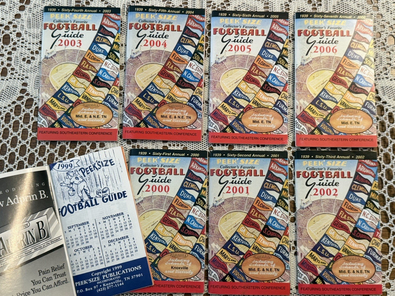 Lot Of 16 PEEK SIZE Football Guide SEC Misc. Years from 1987 to 2006 NCAA