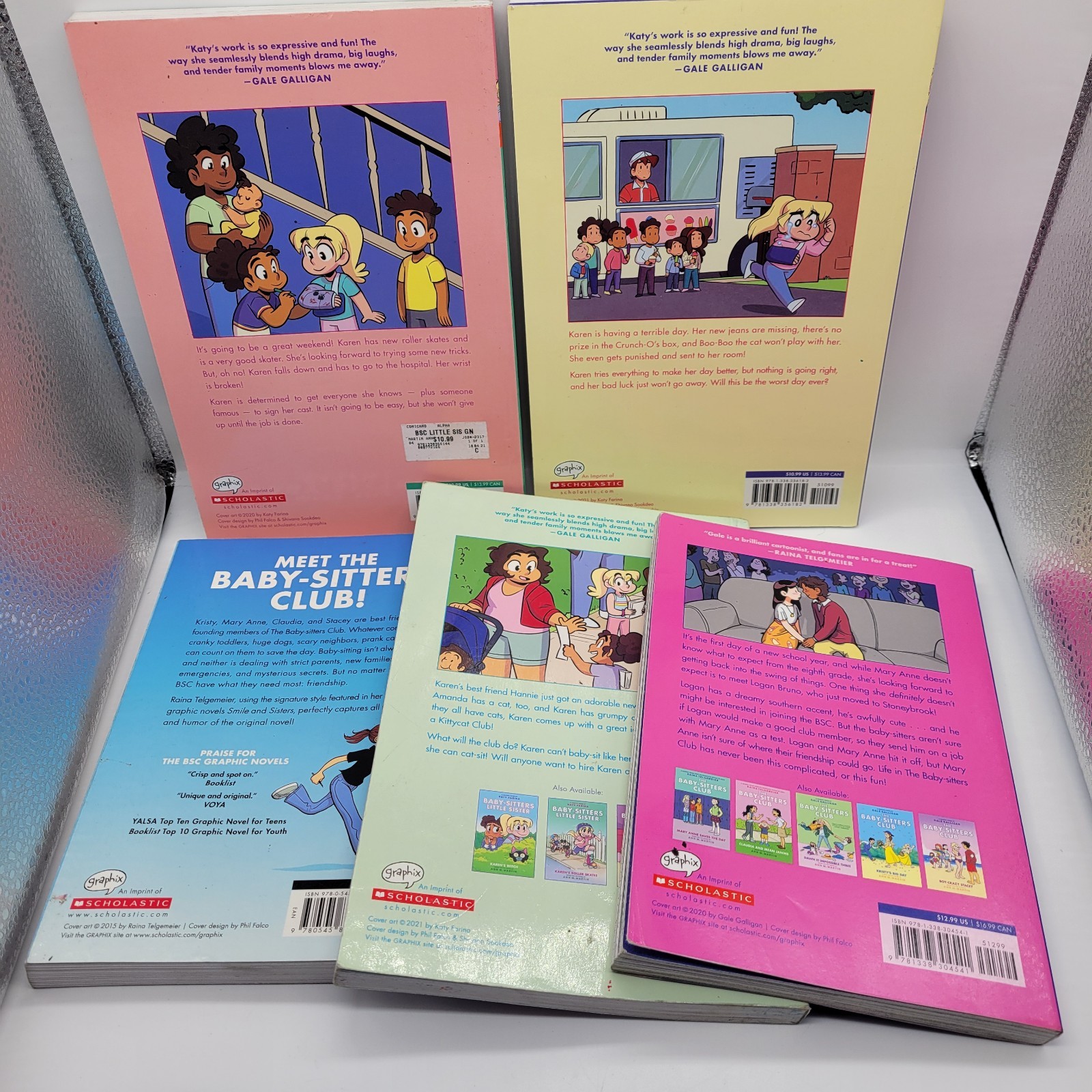 Lot of 5 Paperback Books THE BABY SITTER CLUB Full Color 4 / 2 / 3 / 8/ 1