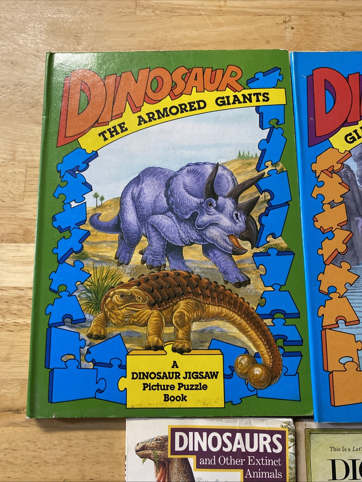 Dinosaurs- Lot of 2 Jigsaw Puzzle Books & 2 Paperback Books