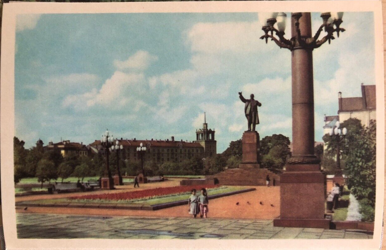 Set of 32 Vintage Color Souvenir Cards of Vilnius Lithuania, 4 x 6.25 in, 1950s