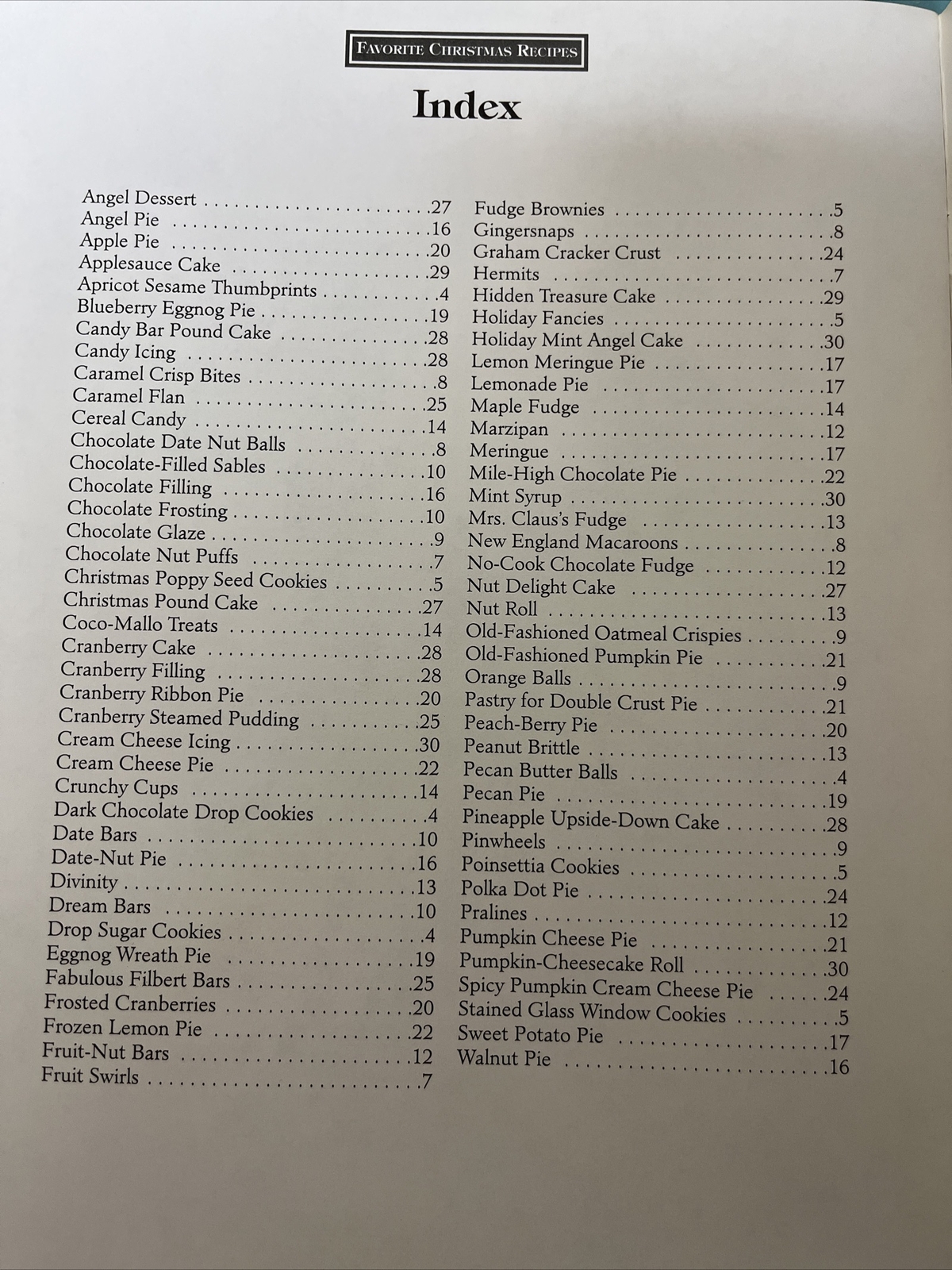 VTG Cookbook – Ideals Favorite Christmas Desserts Book Copyright 1994