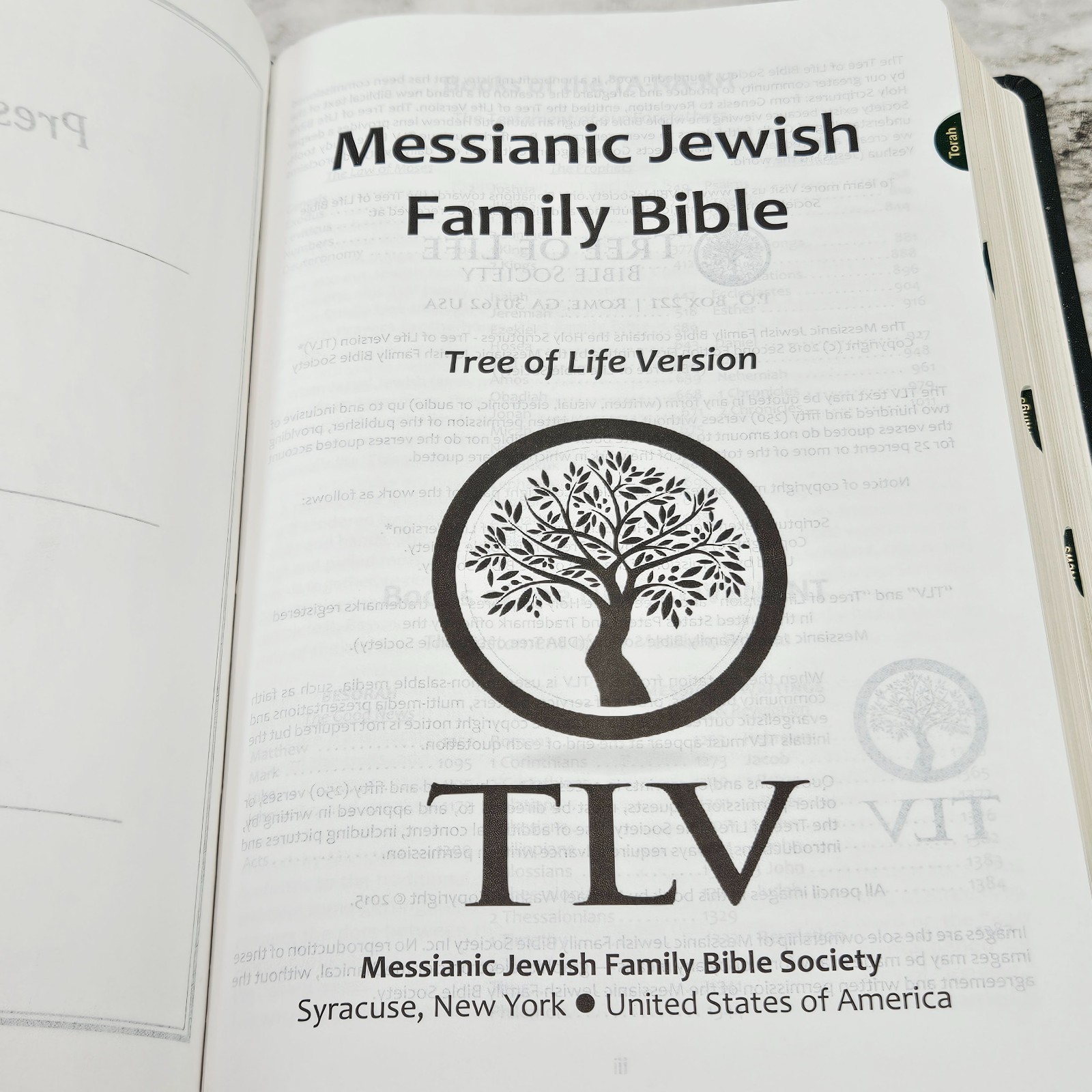 Messianic Jewish Family Bible Tree of Life Version TLV Gold Gilt Dark Green Tabs