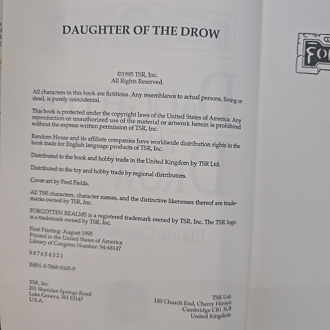 Daughter of the Drow by Elaine Cunningham (1995, Hardcover)