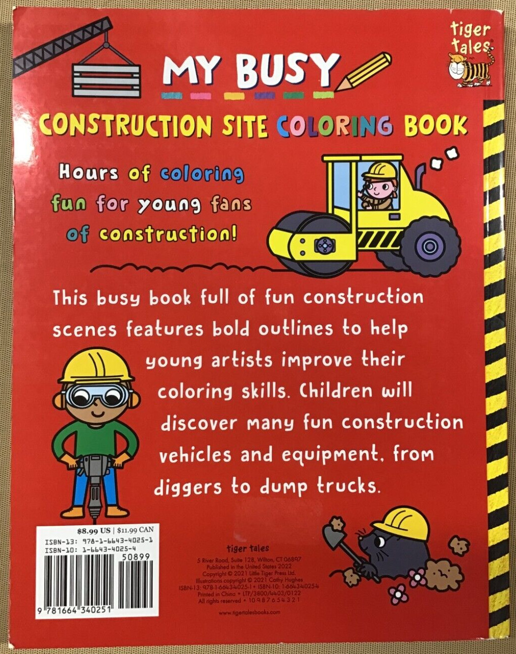 My Busy Construction Coloring Book – by Tiger Tales (Paperback) NEW 📖