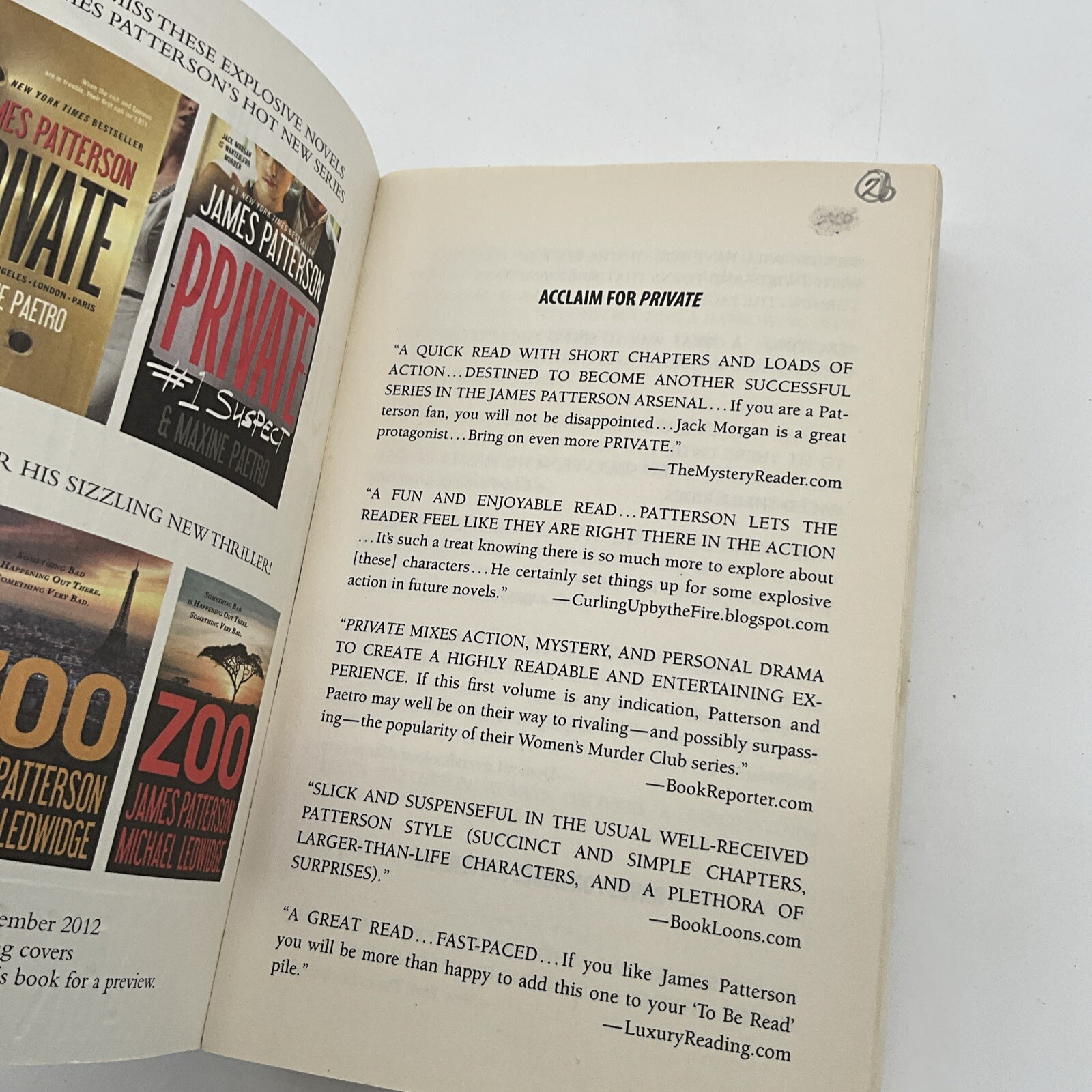Private Games – Paperback By Patterson, James – GOOD. AY