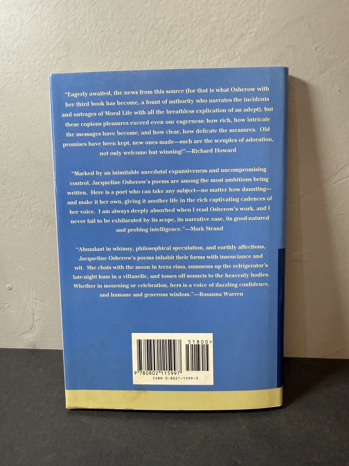 With a Moon in Transit Jacqueline Osherow Grove Press Poetry Series 1st Edition