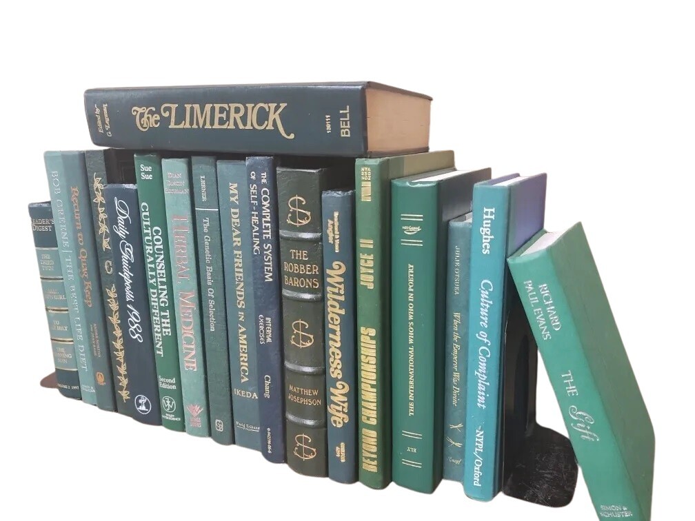Lot of 10 Hardcover GREEN Shades Books for Decor Library Wedding Home Farmhouse
