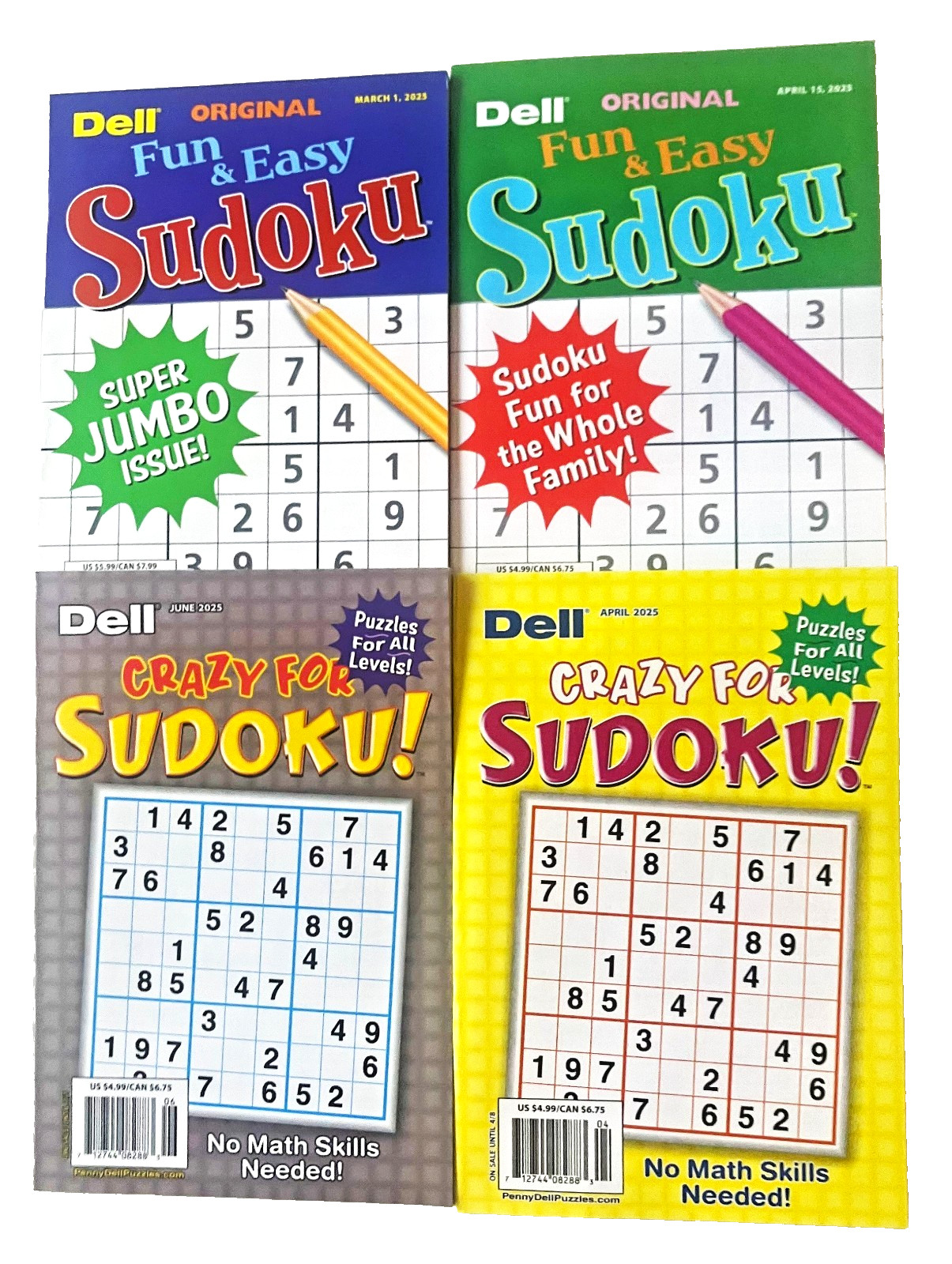 Lot 12 SUDOKU Fun Easy, Crazy For, Good Time, Totally, Top Choice Puzzle Books