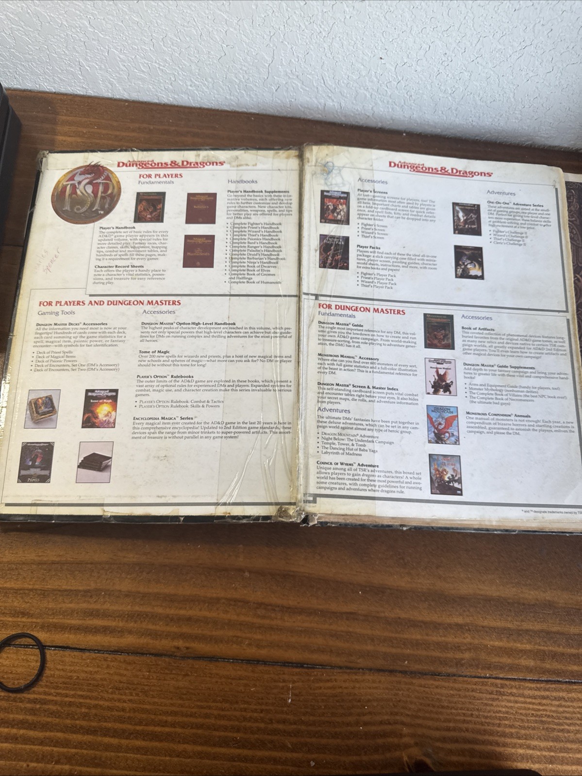 TSR Advanced Dungeons and Dragons Players Handbook 2159 1995 1st Printing HC