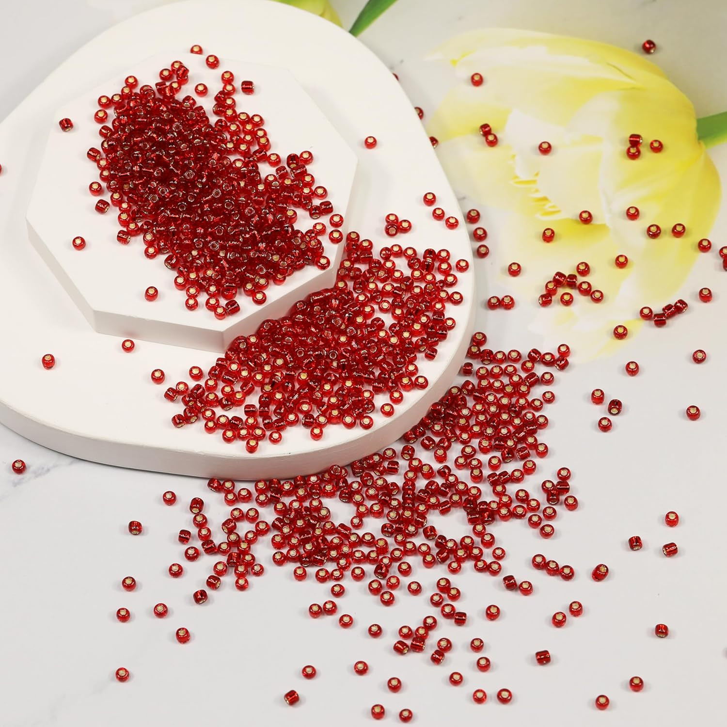 Red Sliver Lined Color Size 3mm Seed Beads About 3600pcs/100Grams in Bag, 8/0 Gl