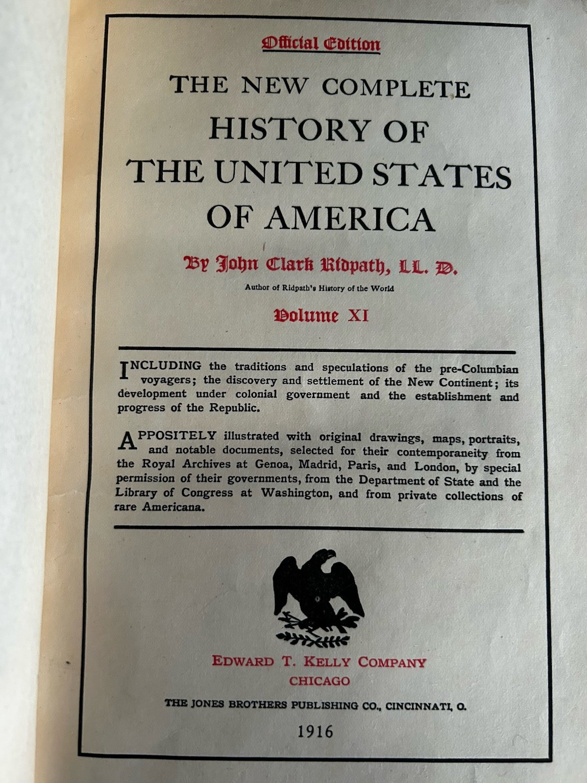 The New Complete History of the United States of America,John Clark Ridpath 1916