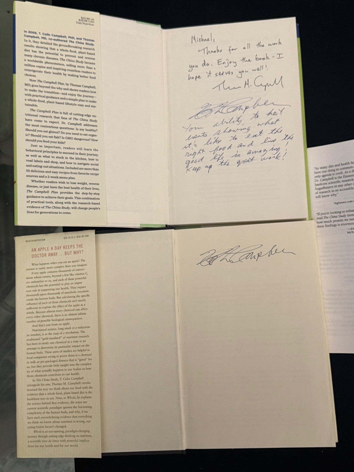 (3x SIGNED) The China Study, The Campbell Plan, & Whole by T. Colin Campbell