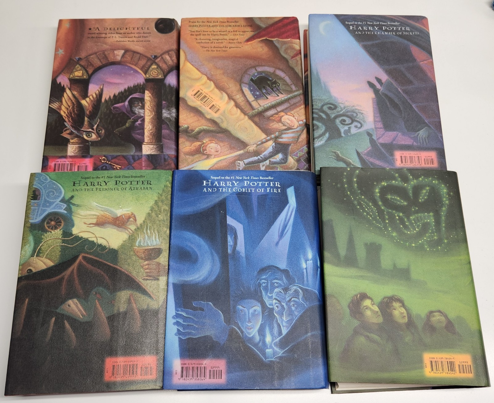 Harry Potter Hardcover Book Lot 1-6 W/ Dust Jackets Goblet Of Fire 1st Print