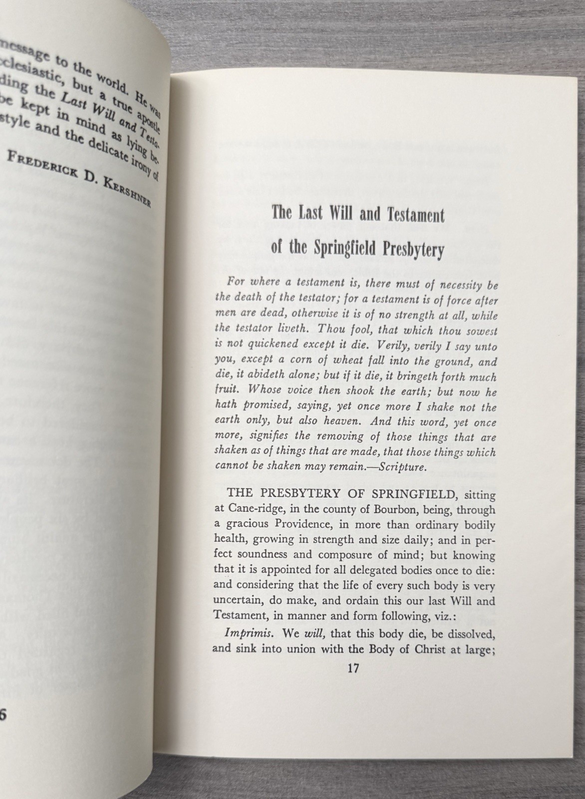 Declaration and Address Thomas Campbell; Last Will and Testament Barton W. Stone