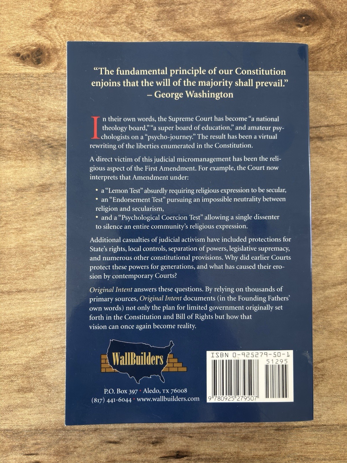 Original Intent: The Courts, the Constitution and Religion by David Barton