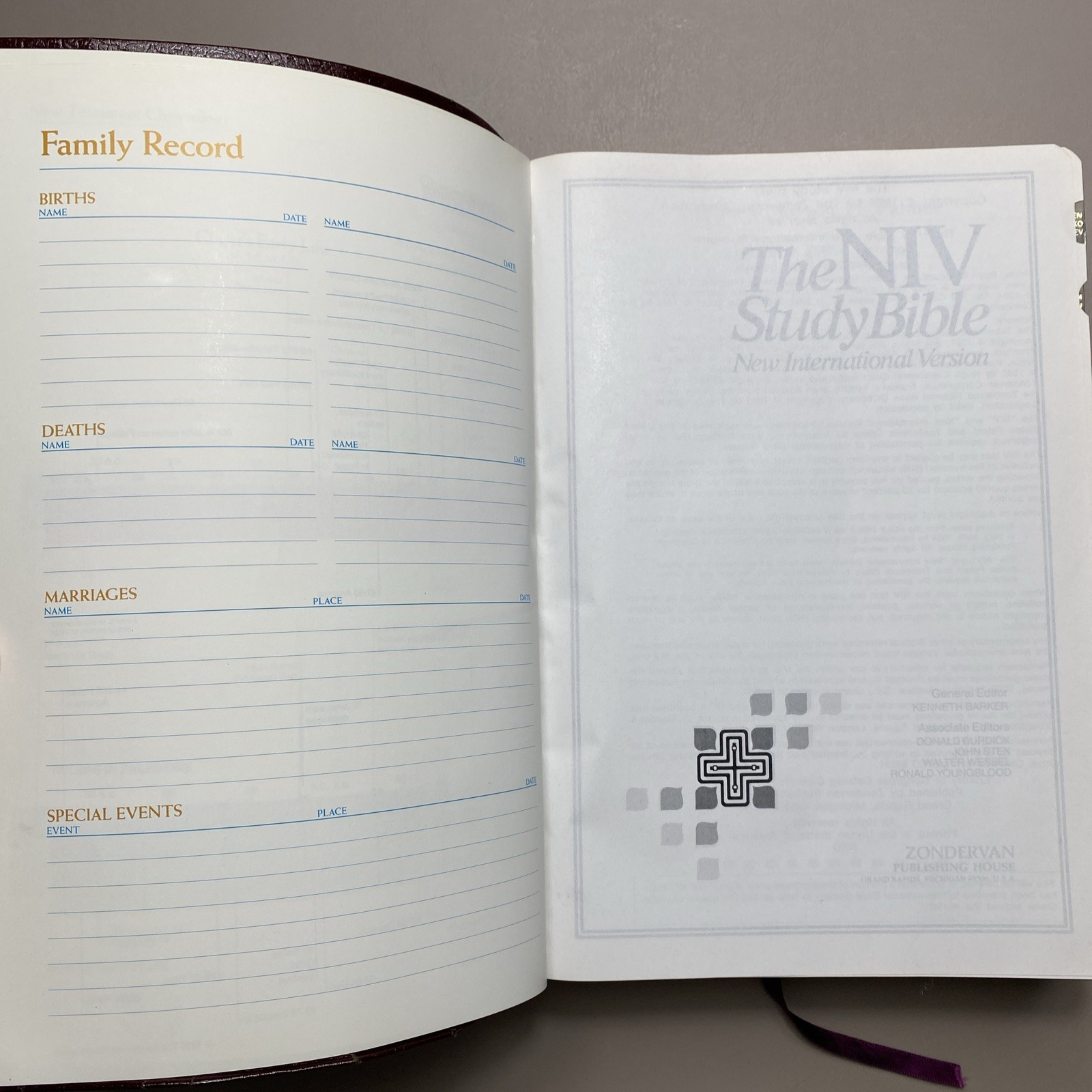 The NIV Study Bible Bonded Leather Red Letter Edition Zondervan 1985 Index Tabs