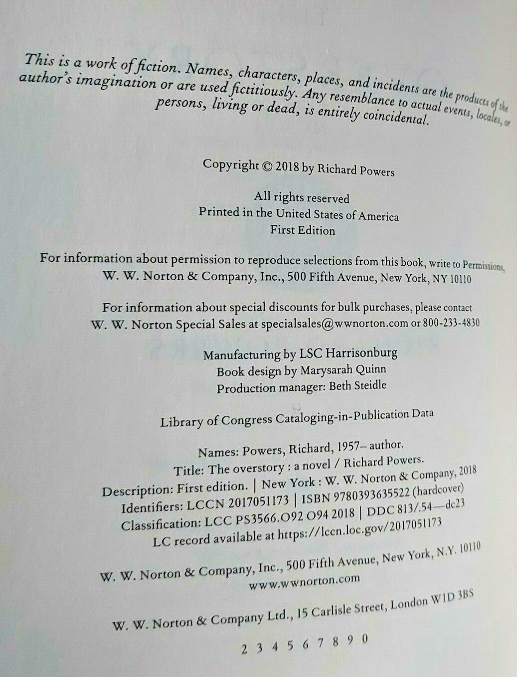 The Overstory : A Novel by Richard Powers (2018, Hardcover)1St Edition/2nd Print