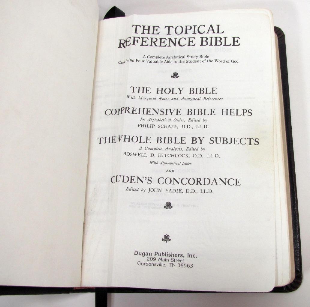 1985 Dugan Topical Reference Holy Bible Analytical Study Cruden’s Concordance