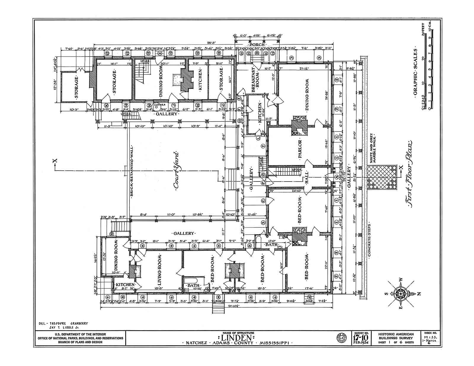 Historic House Plan Drawings of Natchez, Mississippi