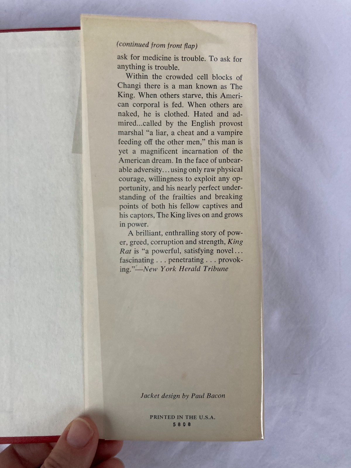 King Rat – James Clavell – 1962 BCE HC Atheneum DJ + Clear Cover