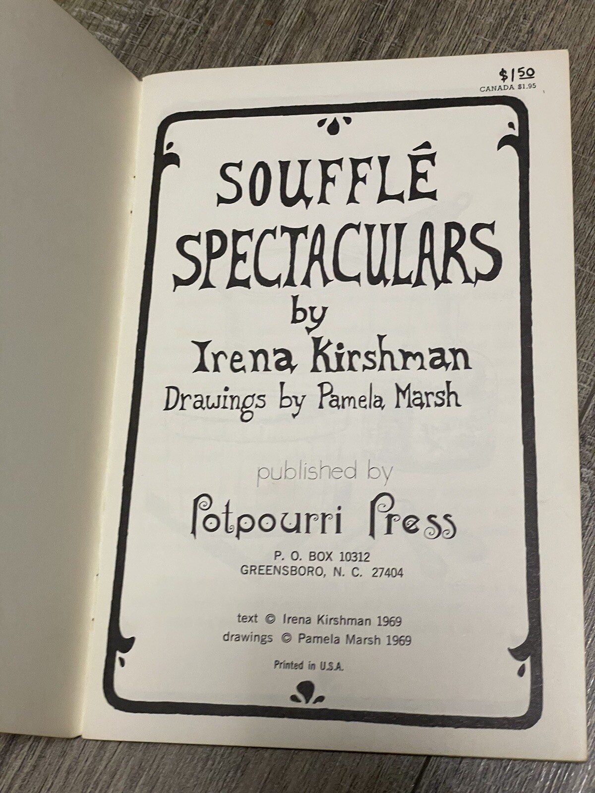 SOUFFLE SPECTACULARS by Irena Kirshman 1969 Vintage Paperback, Potpourri Press