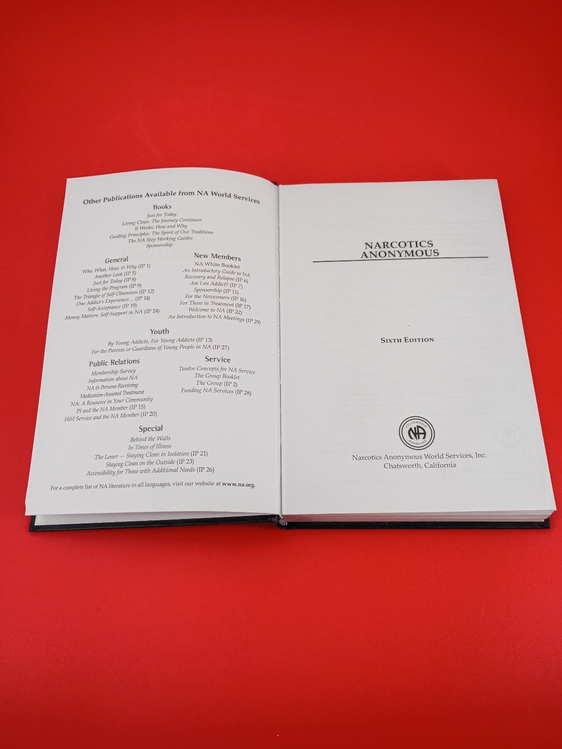 Narcotics Anonymous Sixth Edition 2008 NAWS Hardcover Recovery Guide