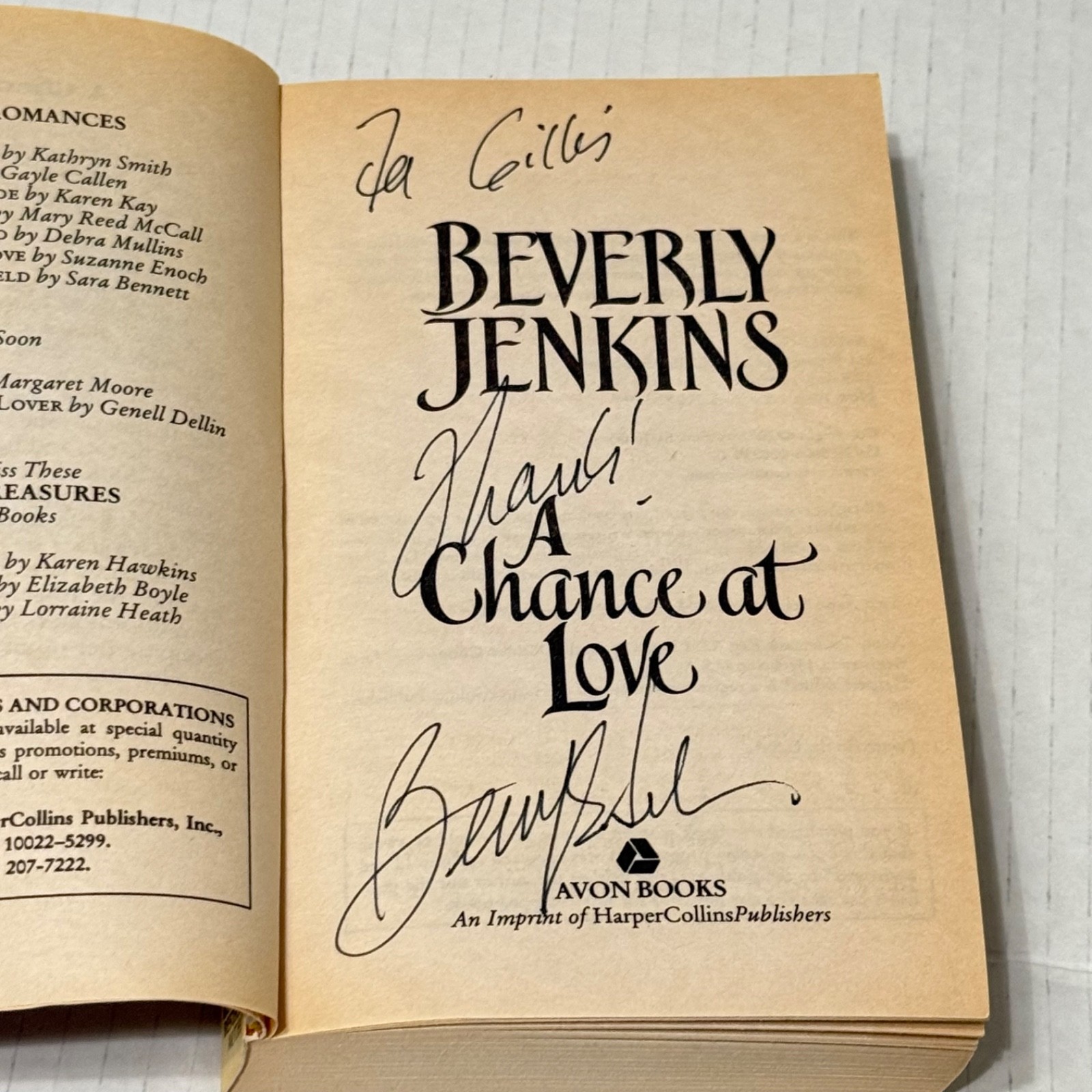 Beverly Jenkins AUTOGRAPHED Book A Chance at Love 1st Edition Romance PB