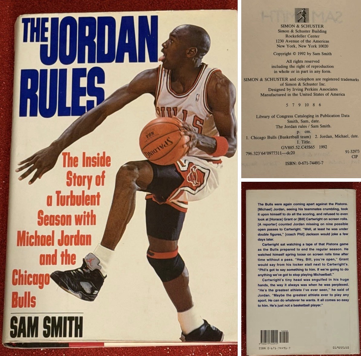 THE JORDAN RULES by SAM SMITH First Edition HARDCOVER 1992 *MICHAEL JORDAN *RARE