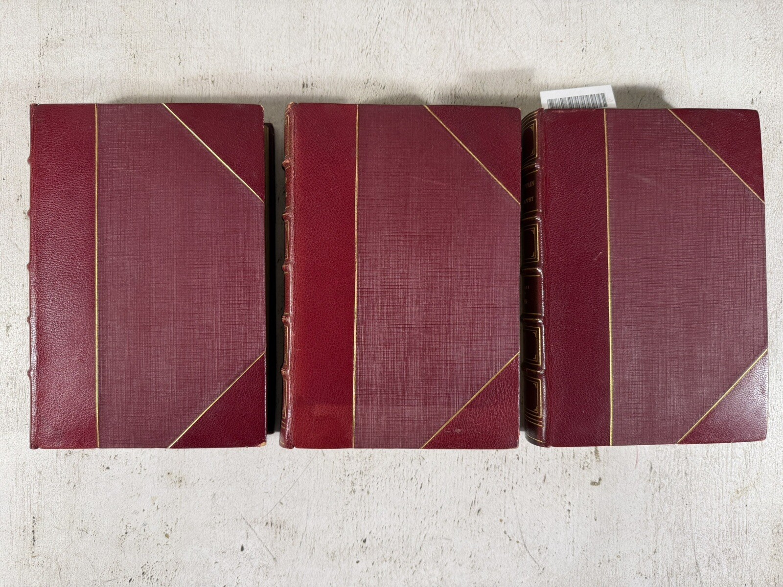 Mark Twain: A Biography by Paine 3 Antique Fine Binding Red Leather Books