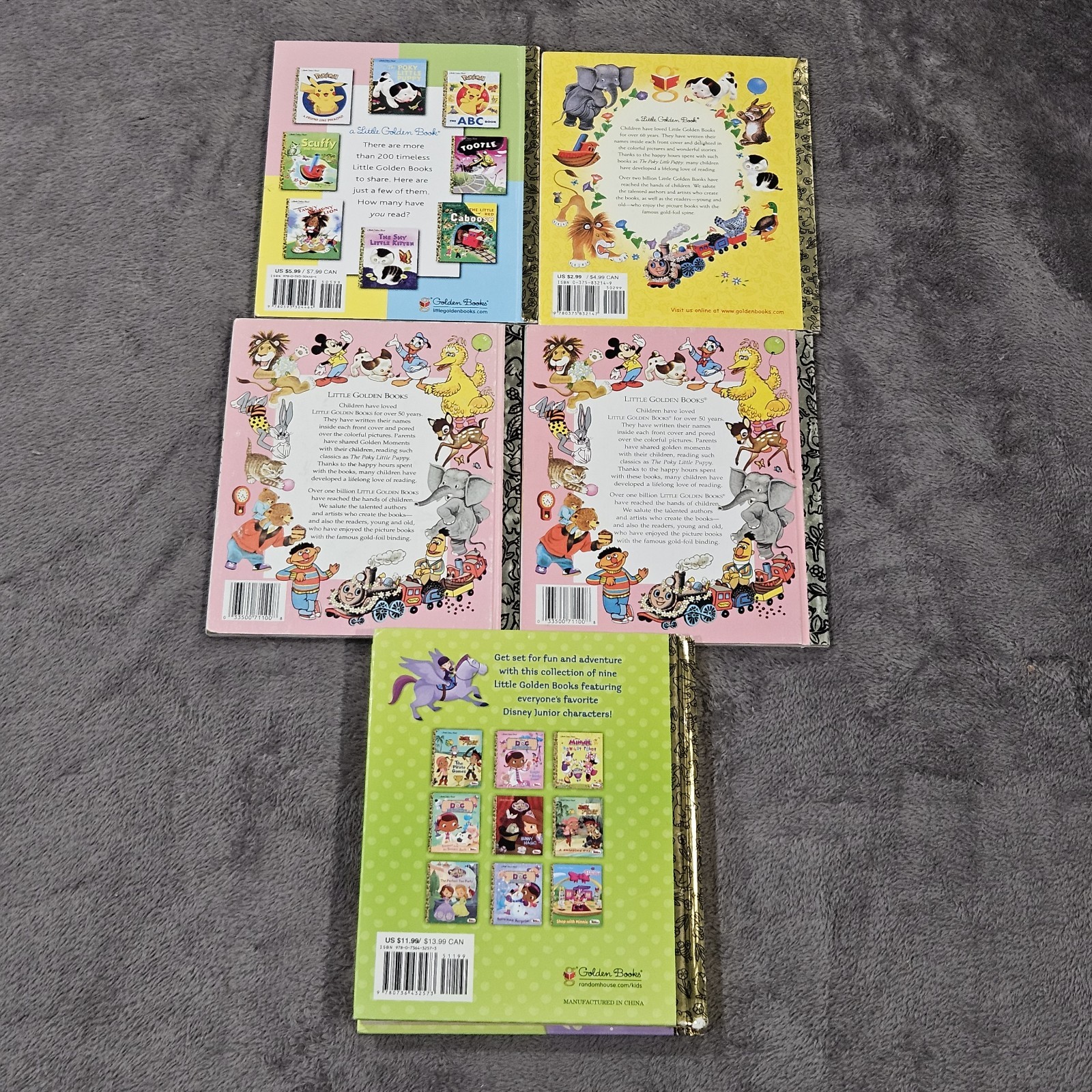 A Little Golden Book Collection: Lot Of 5 Misc Books: Disney, Mario Bros, Etc…