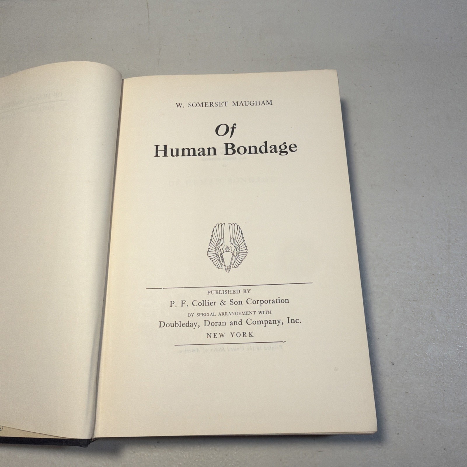 1915 “OF HUMAN BONDAGE” HC book, by W. Somerset Maugham RARE