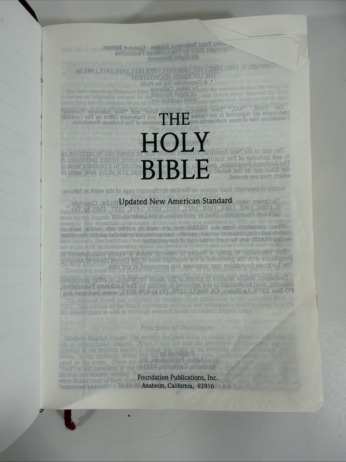 NASB Holy Bible Giant Print Burgundy Leathertex 2002 Foundation Publications