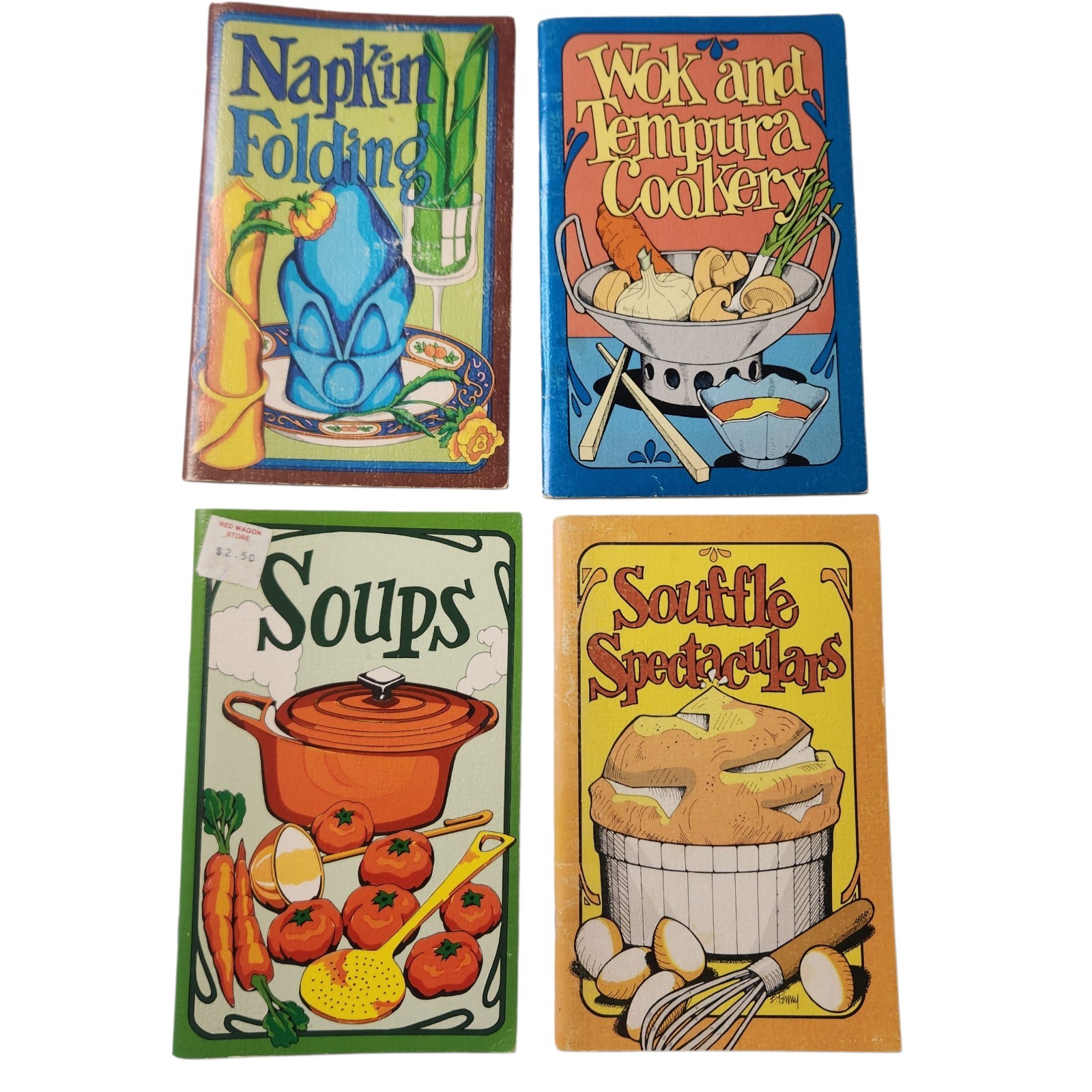 Potpourri Press Vintage 70’s Cookbooks Lot of 4 Bundle Soups Souffle Wok Tempura