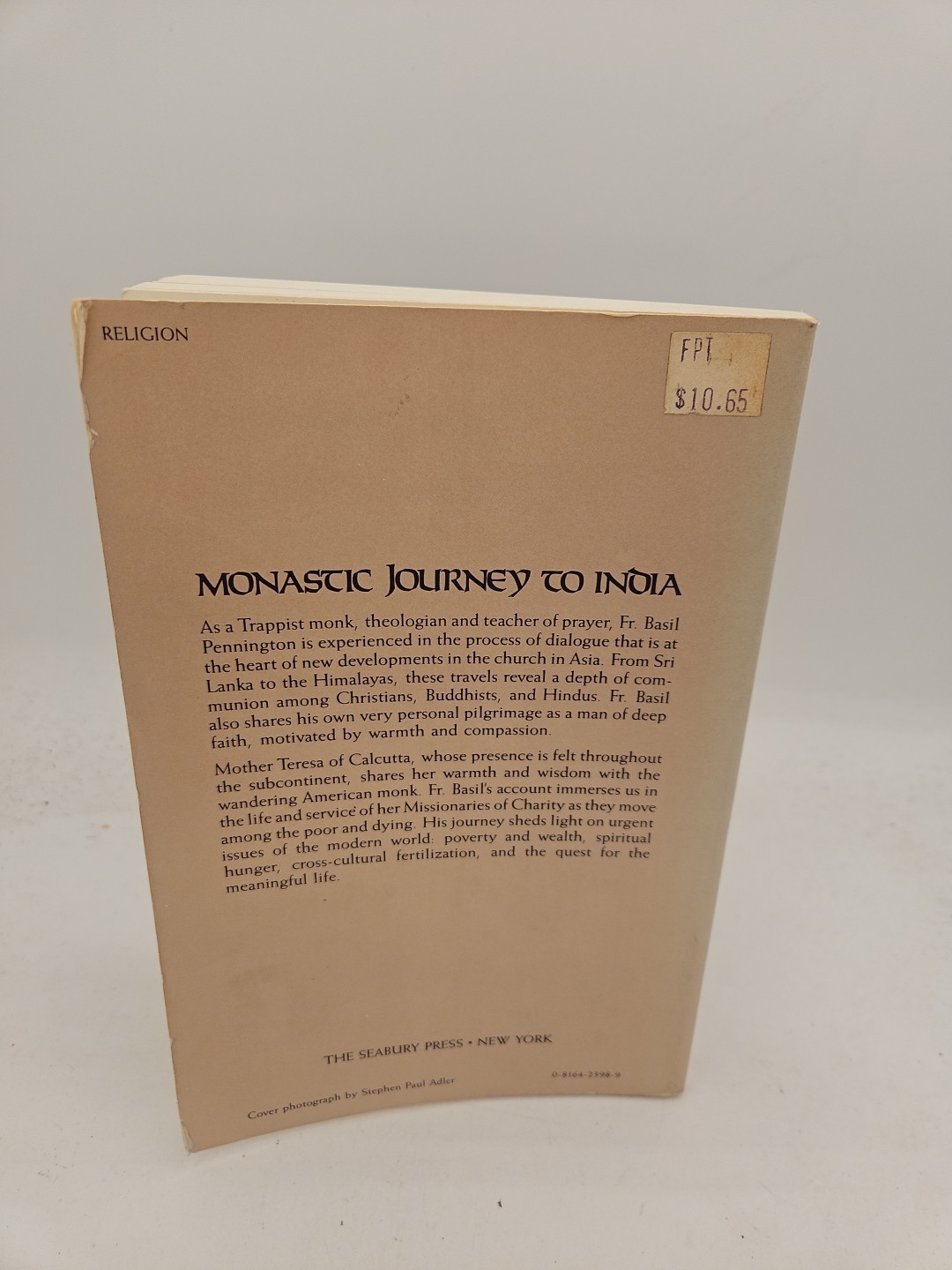 Monastic Journey To India by Pennington PB 1982 VG Cond J3