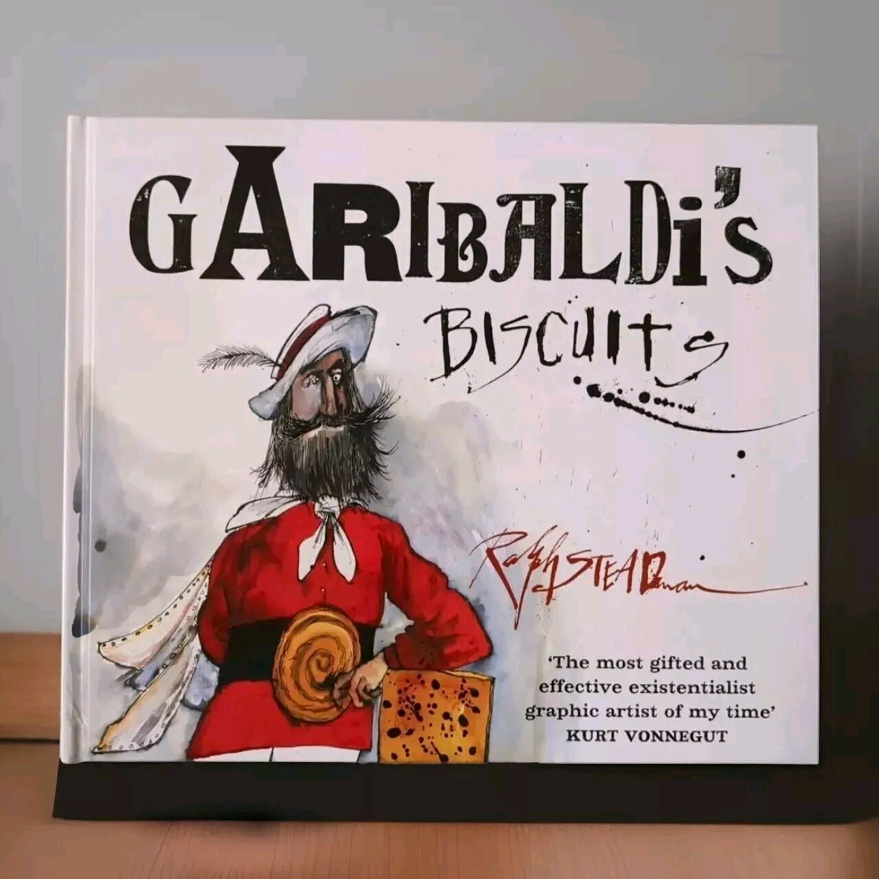 Autographed Ralph Steadman, Garibaldi’s Biscuits Signed & Sketch By STEADMAN