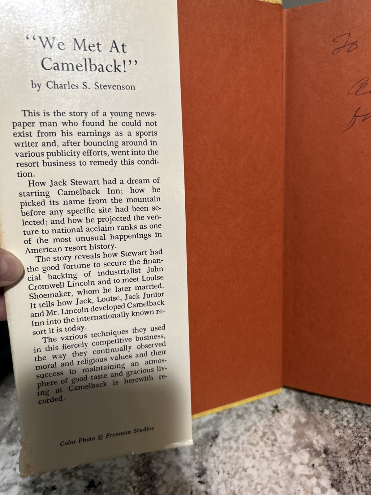 SIGNED We Met at Camelback: Story of Jack & Louise Stewart INN Stevenson (1968)